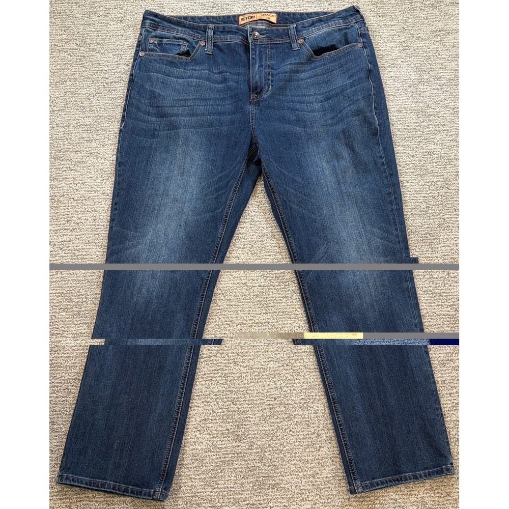 Seven7 Jeans Mens 34 Straight Fit Dark Wash Denim Cotton Blend Stretch 38x30 EUC